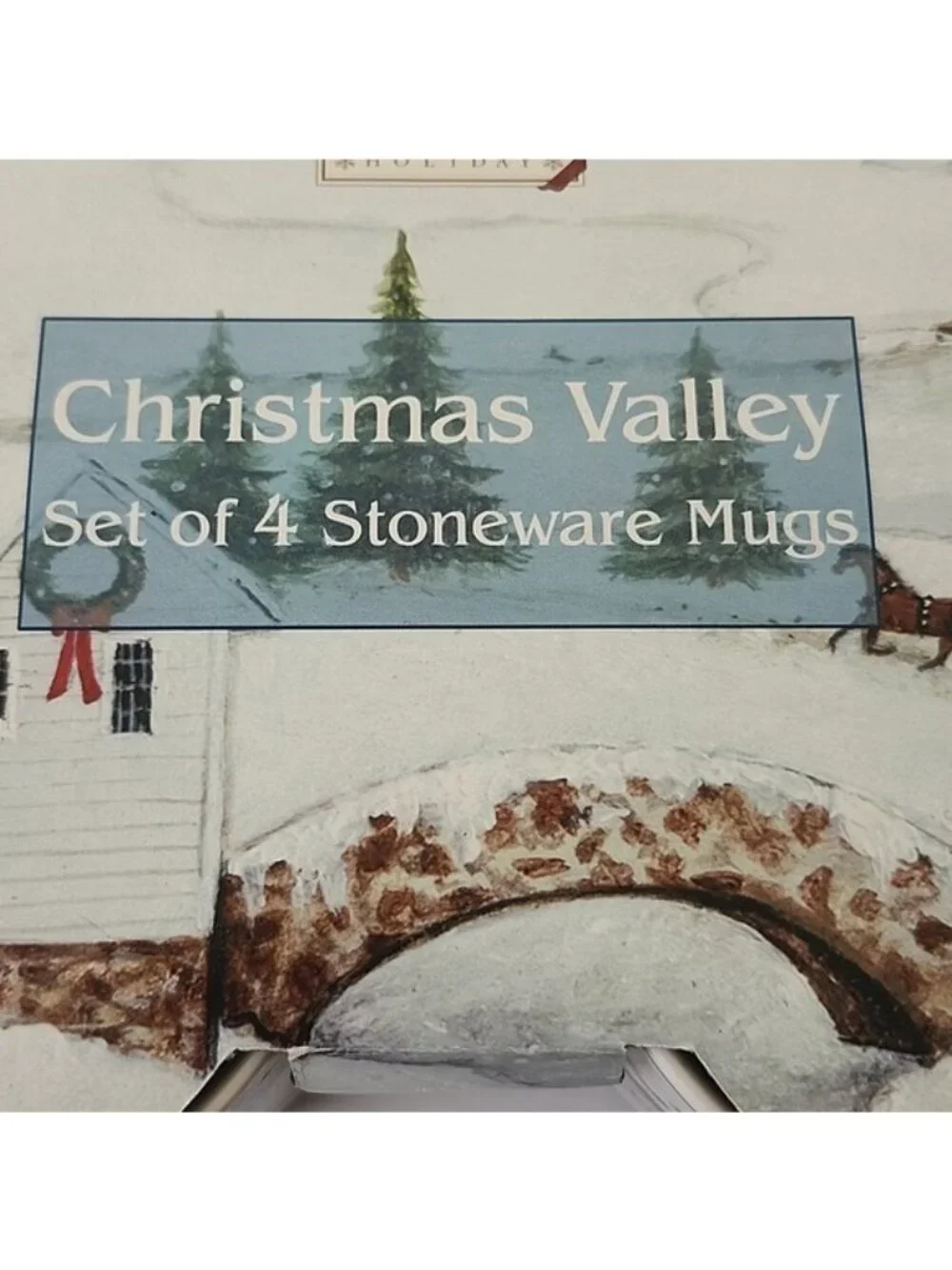 David Carter Brown Christmas Valley Stoneware Mugs, Set Of 4
